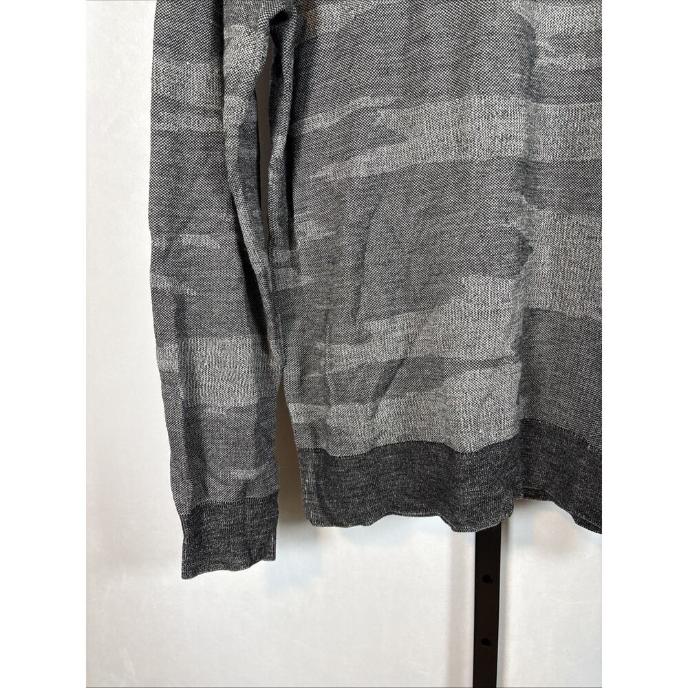Theory Wool Crewneck Sweater Men's Large Gray Camo Pullover Stretch Modern - Picture 3 of 8